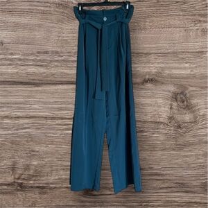 Teal High-Waisted Wide-Leg Pants